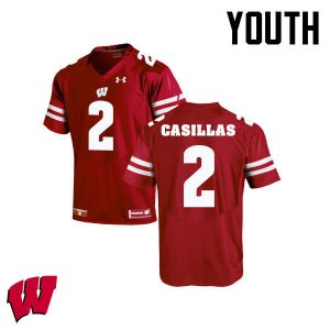 Youth Wisconsin Badgers NCAA #2 Jonathan Casillas Red Authentic Under Armour Stitched College Football Jersey VR31H34JU